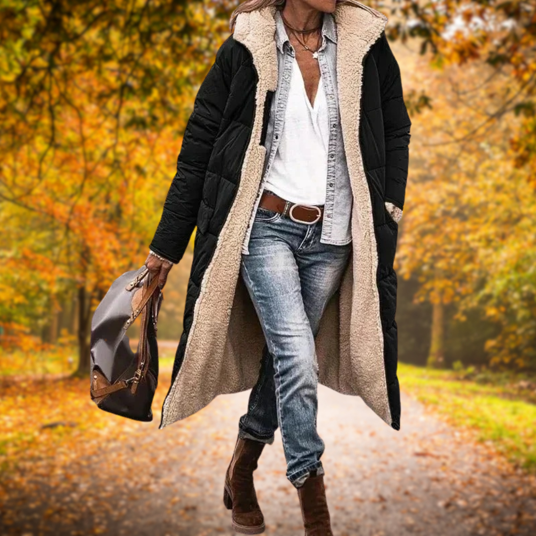 Kora - Hřejivý kabát s kožešinovou podšívkou