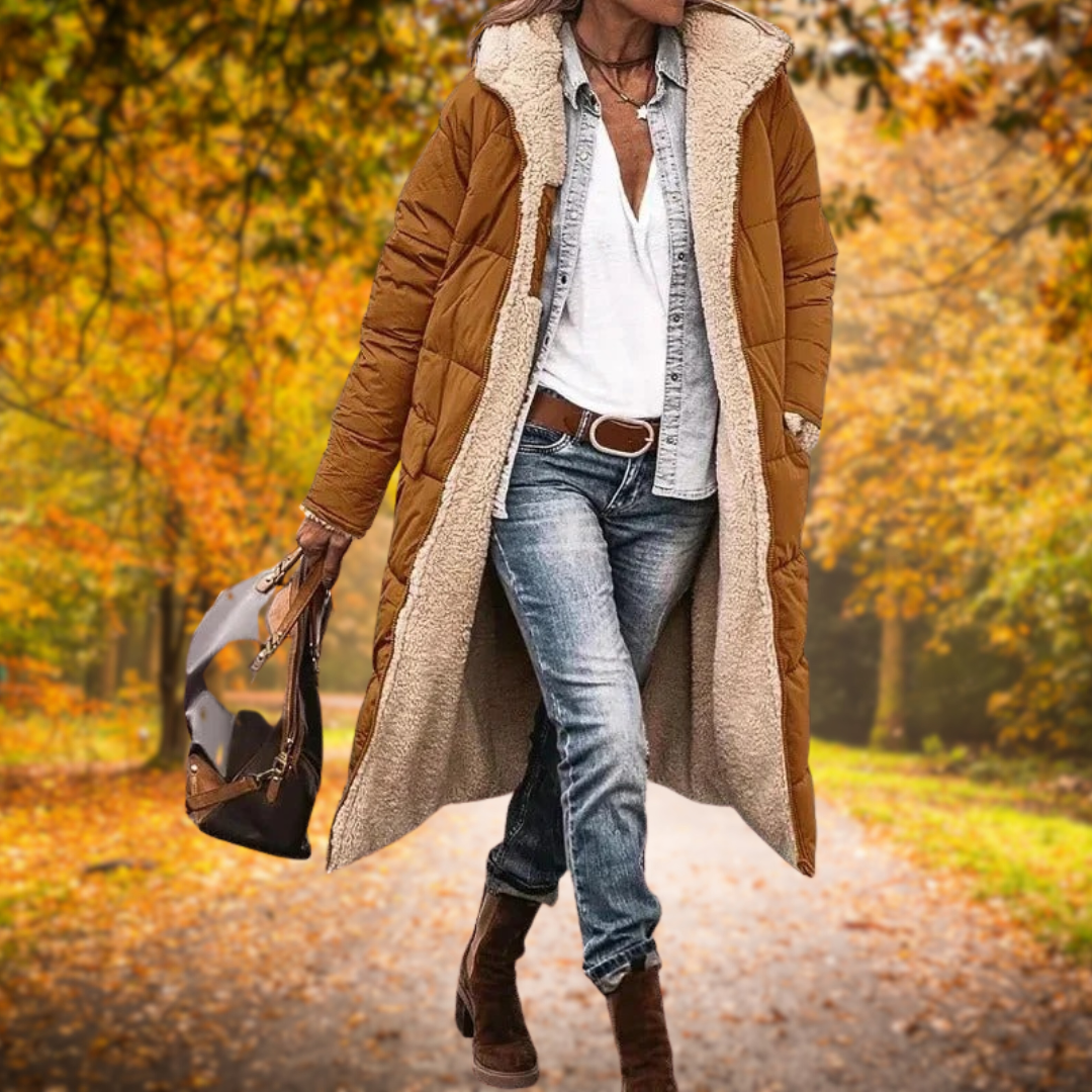 Kora - Hřejivý kabát s kožešinovou podšívkou