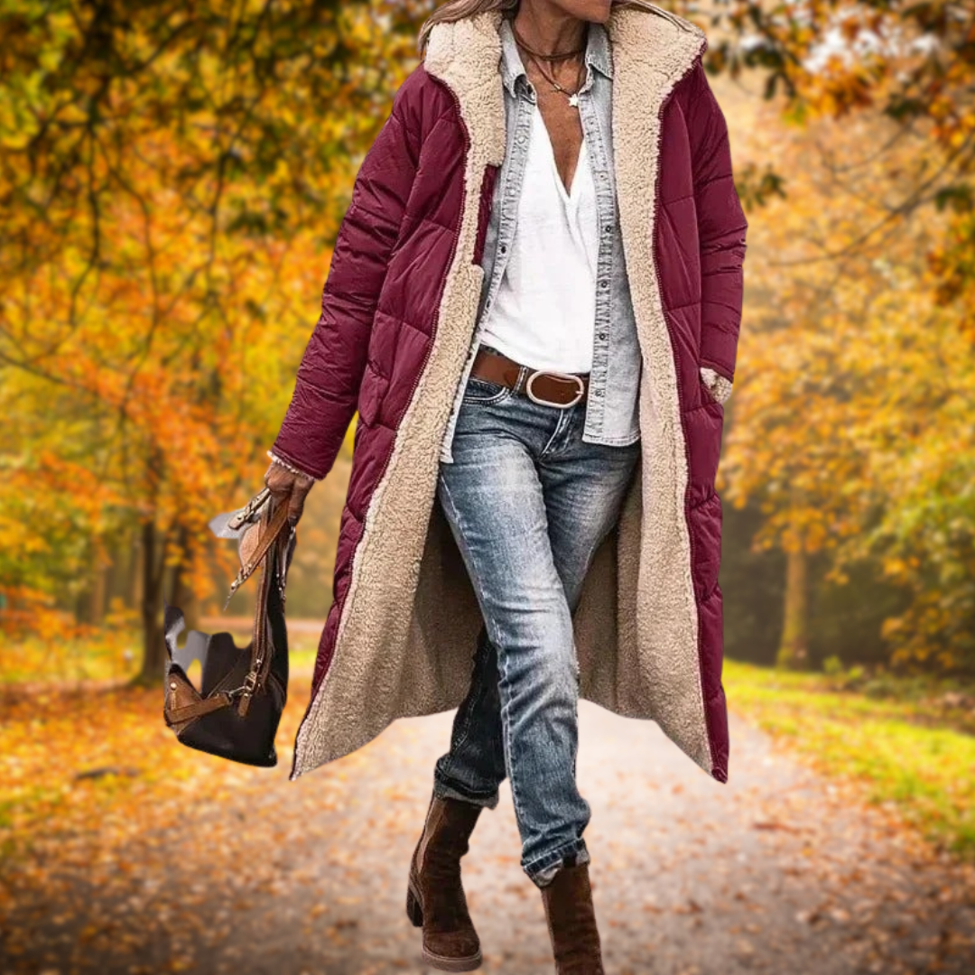 Kora - Hřejivý kabát s kožešinovou podšívkou