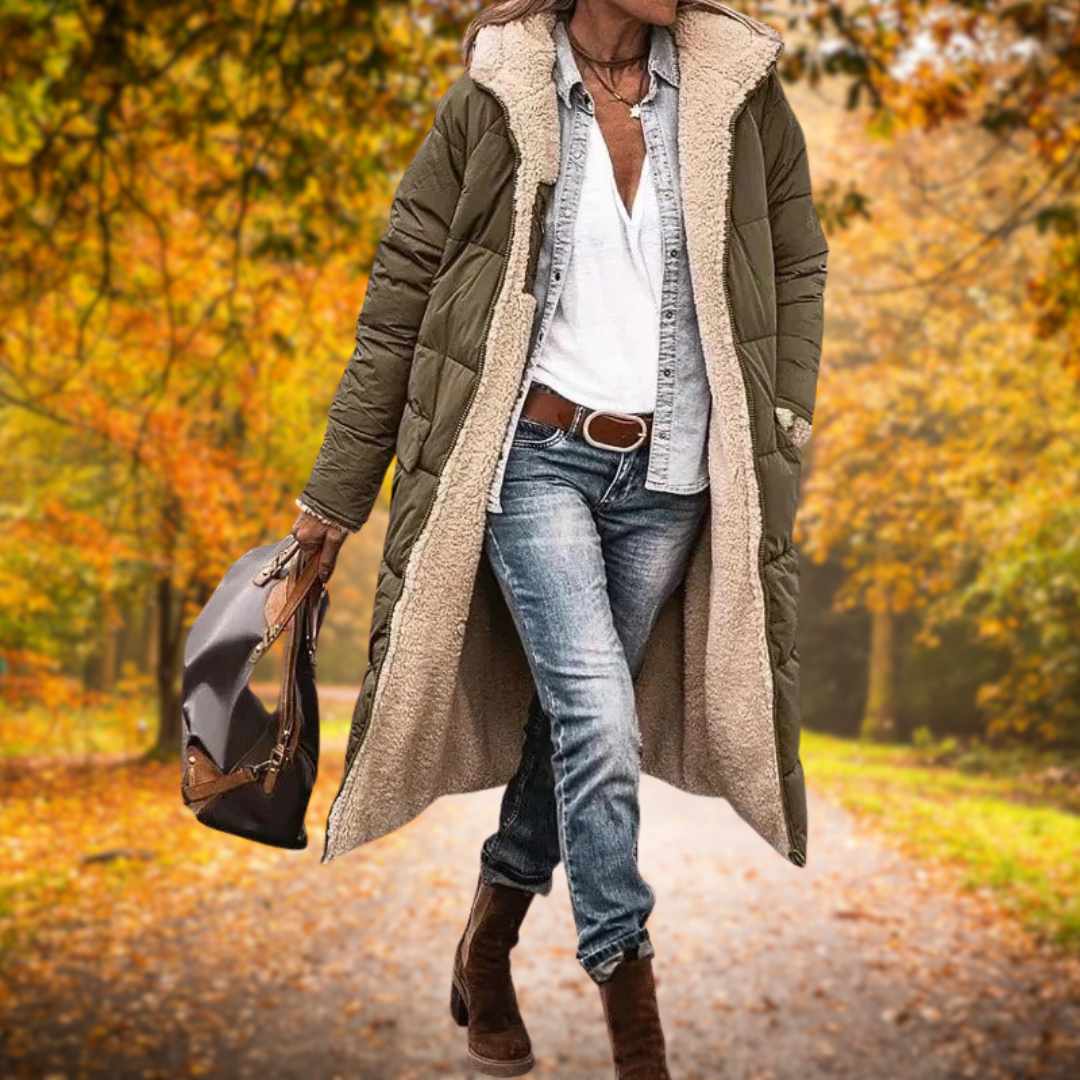 Kora - Hřejivý kabát s kožešinovou podšívkou